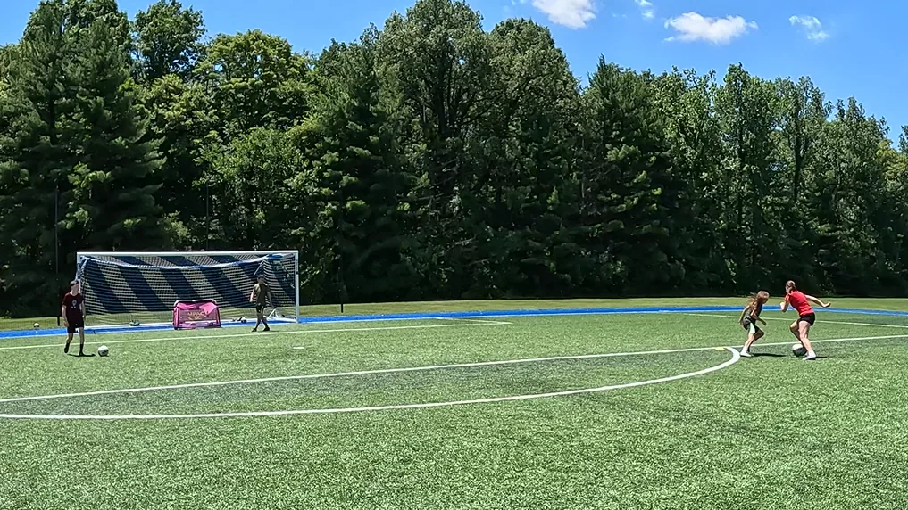 A Sheer Training small-group session on the turf at Greenfield-Central Soccer Complex